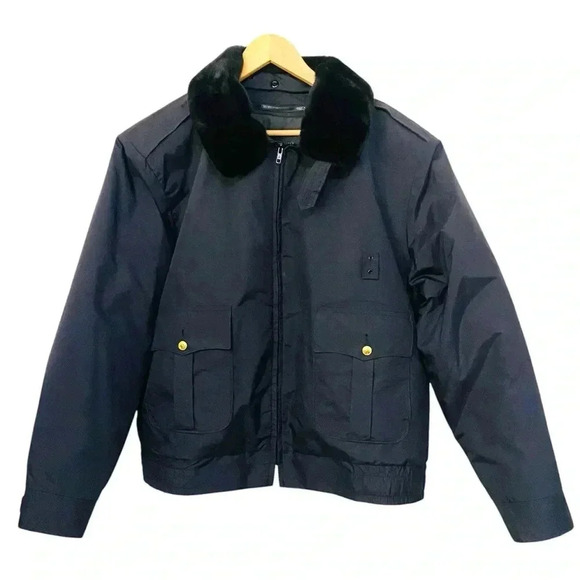 Vintage Horace Small Bomber Jacket Police Insulated Removable Fur Collar 48L - Picture 1 of 14